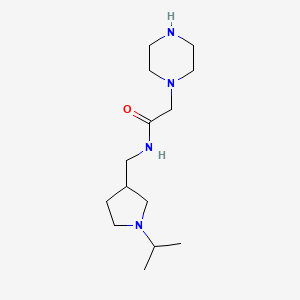 molecular formula C14H28N4O B5353110 N-[(1-isopropyl-3-pyrrolidinyl)methyl]-2-(1-piperazinyl)acetamide dihydrochloride 