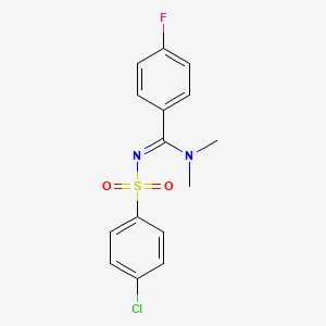 molecular formula C15H14ClFN2O2S B5353161 N'-[(4-chlorophenyl)sulfonyl]-4-fluoro-N,N-dimethylbenzenecarboximidamide 