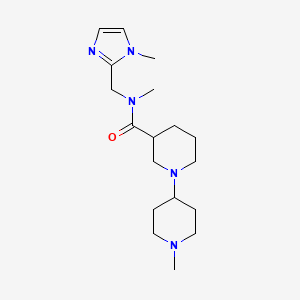 molecular formula C18H31N5O B5353298 N,1'-dimethyl-N-[(1-methyl-1H-imidazol-2-yl)methyl]-1,4'-bipiperidine-3-carboxamide 