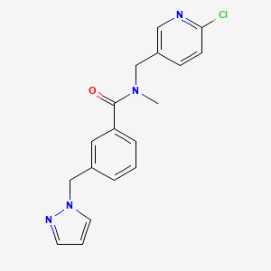 molecular formula C18H17ClN4O B5353329 N-[(6-chloropyridin-3-yl)methyl]-N-methyl-3-(1H-pyrazol-1-ylmethyl)benzamide 