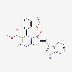 molecular formula C27H25N3O4S B5353377 methyl (2Z)-2-(1H-indol-3-ylmethylidene)-7-methyl-3-oxo-5-(2-propan-2-yloxyphenyl)-5H-[1,3]thiazolo[3,2-a]pyrimidine-6-carboxylate 