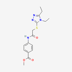 molecular formula C16H20N4O3S B5353568 methyl 4-({[(4,5-diethyl-4H-1,2,4-triazol-3-yl)sulfanyl]acetyl}amino)benzoate 
