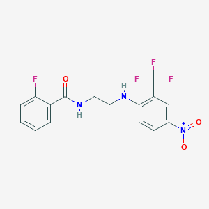 molecular formula C16H13F4N3O3 B5353610 2-fluoro-N-(2-{[4-nitro-2-(trifluoromethyl)phenyl]amino}ethyl)benzamide 