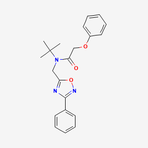 molecular formula C21H23N3O3 B5353626 N-(tert-butyl)-2-phenoxy-N-[(3-phenyl-1,2,4-oxadiazol-5-yl)methyl]acetamide 