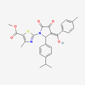 molecular formula C27H26N2O5S B5353635 methyl 2-[3-hydroxy-5-(4-isopropylphenyl)-4-(4-methylbenzoyl)-2-oxo-2,5-dihydro-1H-pyrrol-1-yl]-4-methyl-1,3-thiazole-5-carboxylate 
