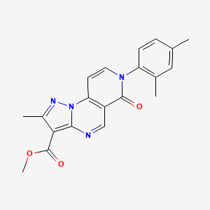 molecular formula C20H18N4O3 B5353705 methyl 7-(2,4-dimethylphenyl)-2-methyl-6-oxo-6,7-dihydropyrazolo[1,5-a]pyrido[3,4-e]pyrimidine-3-carboxylate 