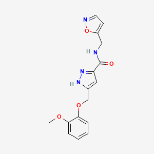 molecular formula C16H16N4O4 B5353898 N-(isoxazol-5-ylmethyl)-5-[(2-methoxyphenoxy)methyl]-1H-pyrazole-3-carboxamide 