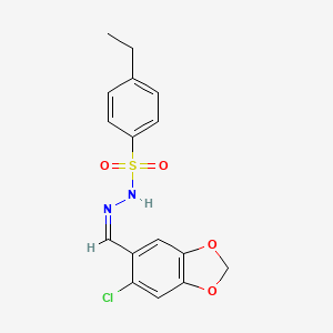 molecular formula C16H15ClN2O4S B5353992 N'-[(6-chloro-1,3-benzodioxol-5-yl)methylene]-4-ethylbenzenesulfonohydrazide 