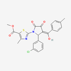 molecular formula C24H19ClN2O5S B5354010 methyl 2-[2-(3-chlorophenyl)-4-hydroxy-3-(4-methylbenzoyl)-5-oxo-2,5-dihydro-1H-pyrrol-1-yl]-4-methyl-1,3-thiazole-5-carboxylate 