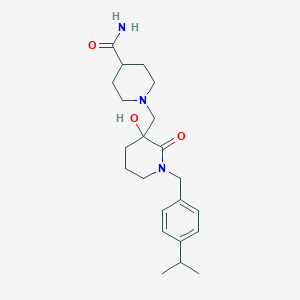 molecular formula C22H33N3O3 B5354122 1-{[3-hydroxy-1-(4-isopropylbenzyl)-2-oxopiperidin-3-yl]methyl}piperidine-4-carboxamide 