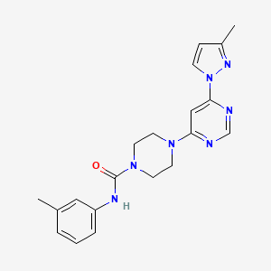 molecular formula C20H23N7O B5354194 N-(3-methylphenyl)-4-[6-(3-methyl-1H-pyrazol-1-yl)-4-pyrimidinyl]-1-piperazinecarboxamide 
