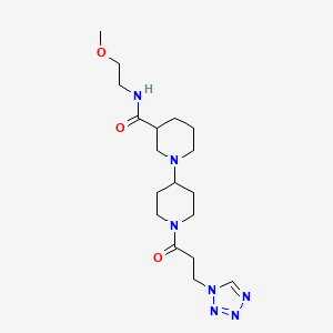 molecular formula C18H31N7O3 B5354237 N-(2-methoxyethyl)-1'-[3-(1H-tetrazol-1-yl)propanoyl]-1,4'-bipiperidine-3-carboxamide 