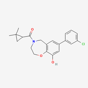 molecular formula C21H22ClNO3 B5354436 7-(3-chlorophenyl)-4-[(2,2-dimethylcyclopropyl)carbonyl]-2,3,4,5-tetrahydro-1,4-benzoxazepin-9-ol 