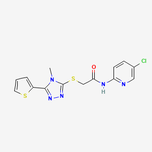 molecular formula C14H12ClN5OS2 B5354526 N-(5-CHLORO-2-PYRIDINYL)-2-{[4-METHYL-5-(2-THIENYL)-4H-1,2,4-TRIAZOL-3-YL]SULFANYL}ACETAMIDE 