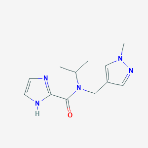 molecular formula C12H17N5O B5354561 N-isopropyl-N-[(1-methyl-1H-pyrazol-4-yl)methyl]-1H-imidazole-2-carboxamide 