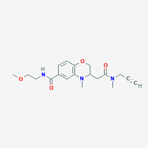 molecular formula C19H25N3O4 B5354877 N-(2-methoxyethyl)-4-methyl-3-{2-[methyl(prop-2-yn-1-yl)amino]-2-oxoethyl}-3,4-dihydro-2H-1,4-benzoxazine-6-carboxamide 