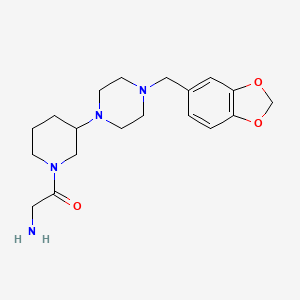 molecular formula C19H28N4O3 B5354957 (2-{3-[4-(1,3-benzodioxol-5-ylmethyl)-1-piperazinyl]-1-piperidinyl}-2-oxoethyl)amine dihydrochloride 