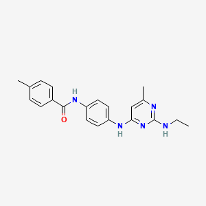 molecular formula C21H23N5O B5355114 N-(4-{[2-(ethylamino)-6-methyl-4-pyrimidinyl]amino}phenyl)-4-methylbenzamide 