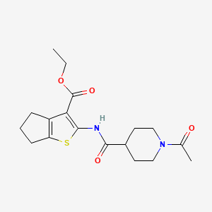 molecular formula C18H24N2O4S B5355126 ethyl 2-{[(1-acetyl-4-piperidinyl)carbonyl]amino}-5,6-dihydro-4H-cyclopenta[b]thiophene-3-carboxylate 