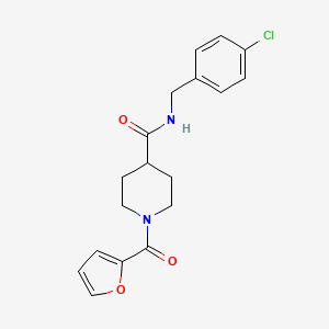 molecular formula C18H19ClN2O3 B5355206 N-[(4-chlorophenyl)methyl]-1-(furan-2-carbonyl)piperidine-4-carboxamide 
