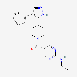 molecular formula C22H26N6O B5355314 N-ethyl-5-({4-[4-(3-methylphenyl)-1H-pyrazol-5-yl]piperidin-1-yl}carbonyl)pyrimidin-2-amine 