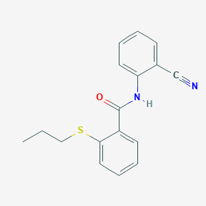 molecular formula C17H16N2OS B5355402 N-(2-cyanophenyl)-2-(propylsulfanyl)benzamide 