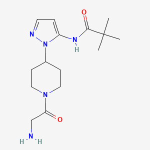 molecular formula C15H25N5O2 B5355481 N-[1-(1-glycyl-4-piperidinyl)-1H-pyrazol-5-yl]-2,2-dimethylpropanamide hydrochloride 