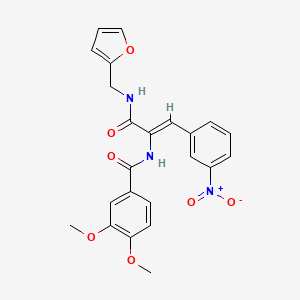 molecular formula C23H21N3O7 B5355593 N-[1-{[(2-furylmethyl)amino]carbonyl}-2-(3-nitrophenyl)vinyl]-3,4-dimethoxybenzamide 