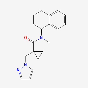 molecular formula C19H23N3O B5355768 N-methyl-1-(1H-pyrazol-1-ylmethyl)-N-(1,2,3,4-tetrahydronaphthalen-1-yl)cyclopropanecarboxamide 