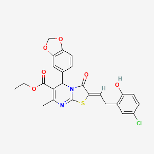 molecular formula C25H21ClN2O6S B5355794 ethyl (2Z)-5-(1,3-benzodioxol-5-yl)-2-[2-(5-chloro-2-hydroxyphenyl)ethylidene]-7-methyl-3-oxo-5H-[1,3]thiazolo[3,2-a]pyrimidine-6-carboxylate 