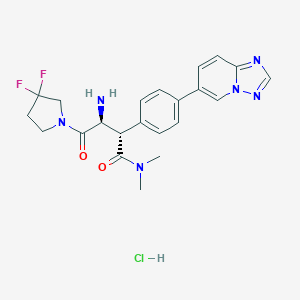 molecular formula C22H25ClF2N6O2 B535588 (2S,3S)-3-amino-4-(3,3-difluoropyrrolidin-1-yl)-N,N-dimethyl-4-oxo-2-[4-([1,2,4]triazolo[1,5-a]pyridin-6-yl)phenyl]butanamide;hydrochloride 