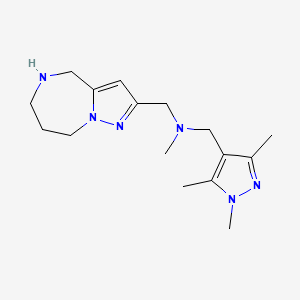 molecular formula C16H26N6 B5355951 N-methyl-1-(5,6,7,8-tetrahydro-4H-pyrazolo[1,5-a][1,4]diazepin-2-yl)-N-[(1,3,5-trimethyl-1H-pyrazol-4-yl)methyl]methanamine 