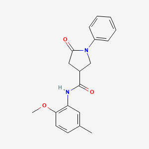 molecular formula C19H20N2O3 B5355988 N-(2-methoxy-5-methylphenyl)-5-oxo-1-phenylpyrrolidine-3-carboxamide 