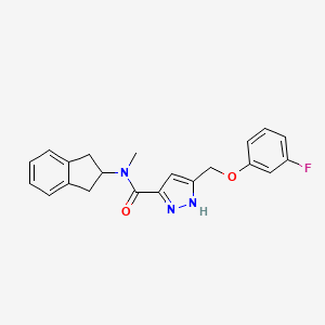 molecular formula C21H20FN3O2 B5356026 N-(2,3-dihydro-1H-inden-2-yl)-5-[(3-fluorophenoxy)methyl]-N-methyl-1H-pyrazole-3-carboxamide 