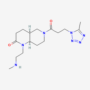 molecular formula C16H27N7O2 B5356058 rel-(4aS,8aR)-1-[2-(methylamino)ethyl]-6-[3-(5-methyl-1H-tetrazol-1-yl)propanoyl]octahydro-1,6-naphthyridin-2(1H)-one hydrochloride 