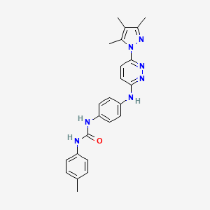 molecular formula C24H25N7O B5356068 N-(4-methylphenyl)-N'-(4-{[6-(3,4,5-trimethyl-1H-pyrazol-1-yl)-3-pyridazinyl]amino}phenyl)urea 