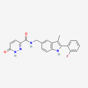 molecular formula C21H17FN4O2 B5356099 N-{[2-(2-fluorophenyl)-3-methyl-1H-indol-5-yl]methyl}-6-oxo-1,6-dihydropyridazine-3-carboxamide 