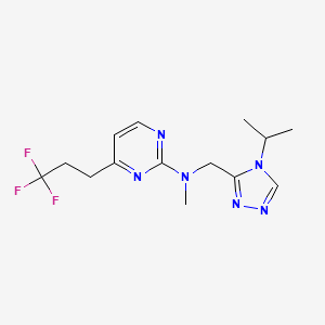 molecular formula C14H19F3N6 B5356112 N-[(4-isopropyl-4H-1,2,4-triazol-3-yl)methyl]-N-methyl-4-(3,3,3-trifluoropropyl)pyrimidin-2-amine 