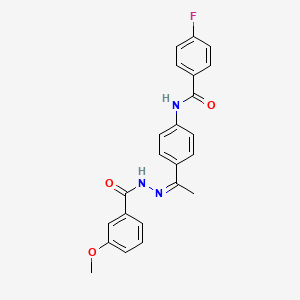 molecular formula C23H20FN3O3 B5356121 4-fluoro-N-{4-[(1Z)-1-{2-[(3-methoxyphenyl)carbonyl]hydrazinylidene}ethyl]phenyl}benzamide 