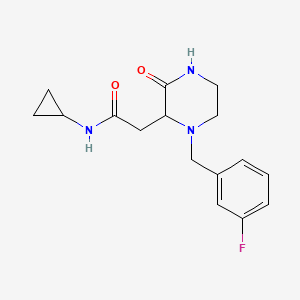 molecular formula C16H20FN3O2 B5356122 N-cyclopropyl-2-[1-(3-fluorobenzyl)-3-oxo-2-piperazinyl]acetamide 