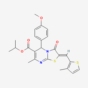 molecular formula C24H24N2O4S2 B5356187 propan-2-yl (2Z)-5-(4-methoxyphenyl)-7-methyl-2-[(3-methylthiophen-2-yl)methylidene]-3-oxo-2,3-dihydro-5H-[1,3]thiazolo[3,2-a]pyrimidine-6-carboxylate 