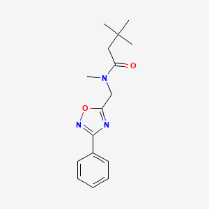 molecular formula C16H21N3O2 B5356212 N,3,3-trimethyl-N-[(3-phenyl-1,2,4-oxadiazol-5-yl)methyl]butanamide 