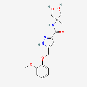 molecular formula C16H21N3O5 B5356293 N-[2-hydroxy-1-(hydroxymethyl)-1-methylethyl]-5-[(2-methoxyphenoxy)methyl]-1H-pyrazole-3-carboxamide 