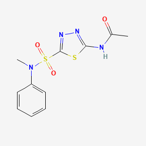molecular formula C11H12N4O3S2 B5356440 N-(5-{[methyl(phenyl)amino]sulfonyl}-1,3,4-thiadiazol-2-yl)acetamide 