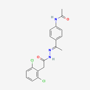 molecular formula C18H17Cl2N3O2 B5356443 N-{4-[(1E)-1-{2-[(2,6-dichlorophenyl)acetyl]hydrazinylidene}ethyl]phenyl}acetamide 
