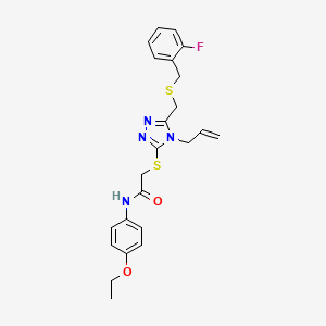 molecular formula C23H25FN4O2S2 B5356507 N-(4-ethoxyphenyl)-2-[[5-[(2-fluorophenyl)methylsulfanylmethyl]-4-prop-2-enyl-1,2,4-triazol-3-yl]sulfanyl]acetamide 