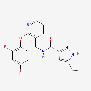 molecular formula C18H16F2N4O2 B5356594 N-{[2-(2,4-difluorophenoxy)pyridin-3-yl]methyl}-3-ethyl-1H-pyrazole-5-carboxamide 