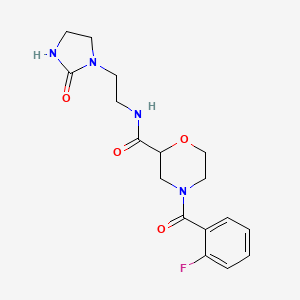 molecular formula C17H21FN4O4 B5356598 4-(2-fluorobenzoyl)-N-[2-(2-oxo-1-imidazolidinyl)ethyl]-2-morpholinecarboxamide 