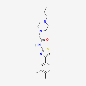molecular formula C20H28N4OS B5356624 N-[4-(3,4-dimethylphenyl)-1,3-thiazol-2-yl]-2-(4-propylpiperazin-1-yl)acetamide 