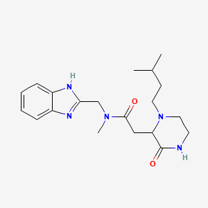 molecular formula C20H29N5O2 B5356673 N-(1H-benzimidazol-2-ylmethyl)-N-methyl-2-[1-(3-methylbutyl)-3-oxo-2-piperazinyl]acetamide 